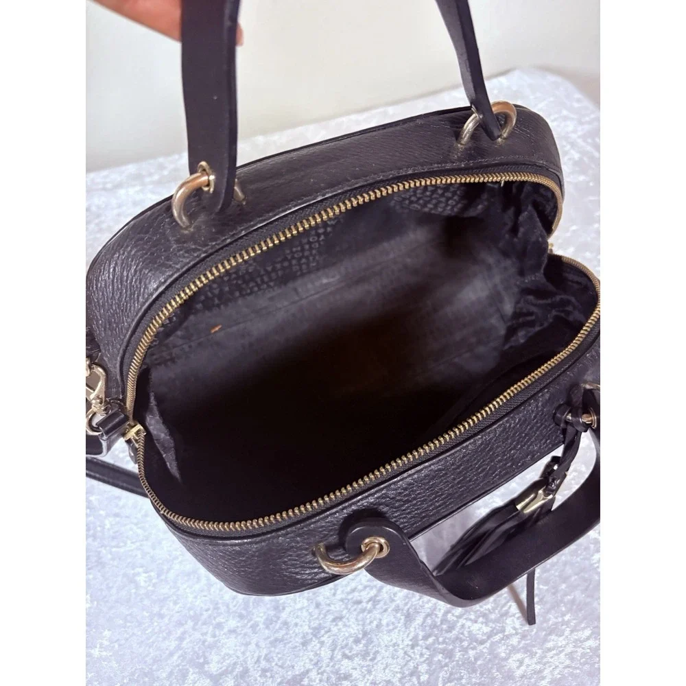 Kate Spade New York Black Pebbled Satchel with‎ Tassel & Detachable Strap